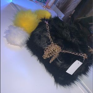 Fashion Nova black Fur purse